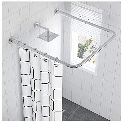 Asta per tenda da doccia a forma di U, in acciaio inox, montaggio a parete, per vasca da bagno ad angolo 304, asta per doccia, antiruggine, per vasca da bagno, guardaroba, argento (80 x 80 x 80 cm)
