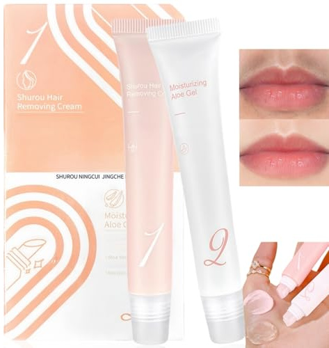 2PCS Gentle Facial Hair Removal Cream Kit - Moisturizing Painless Upper Lip Face Treatment for Women