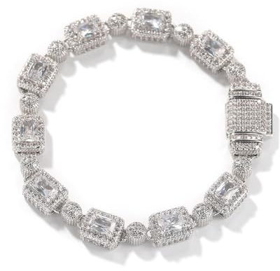 Chunky Iced Out Ketten für Männer Quadrat Rosa Cubic Zirkonia Diamant Tennis Armbänder, 18k Gold überzogene 8mm Tennis Link Kette Hip Hop Schmuck Geschenke für Frauen Frauen Freundin Hochzeit