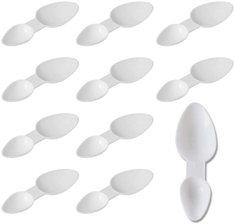 10 Pcs Medicine Spoon, 2.5/5ml re-usable Medicine Spoons, 5ml Medicine Spoon for Medicine, Cereal Powder, Milk Powder, Home, Coffee Powder, Office, Washing Powder (White)