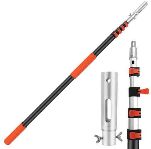 ACTREY Telescopic Pool Pole,12FT Extendable Pool Pole,Heavy Duty Aluminum Telescoping Pool Cleaning Pole with 4 Baffle Locks,Universal 1.25 Pole for Pool Skimmer Nets, Rakes, Brushes & Vacuum Heads