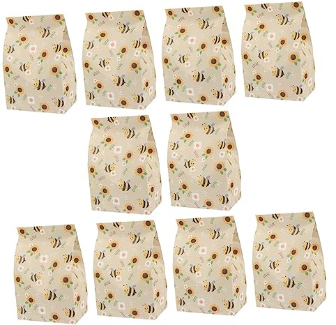 SEWOART 10stücke Teiliges Bienen-motiv Geschenkpapier Flachbeutel Langlebige Verpackungstüten Für Süßigkeiten Party-mitgebsel Hochzeit Geburtstag Vielseitige Kleine Taschen