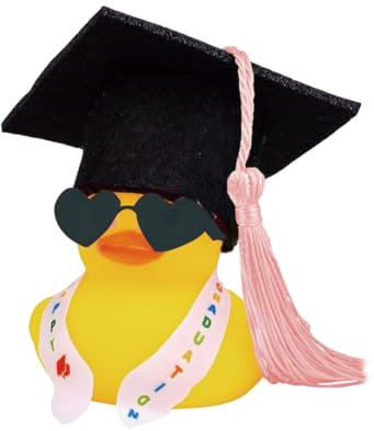 NHQZ Divertido pato académico de goma con diploma,patitos de goma,Congrats Grad Pato de Goma,regalos para graduacion,decoración del salpicadero del coche,mini pato de graduación(Gafas de sol)