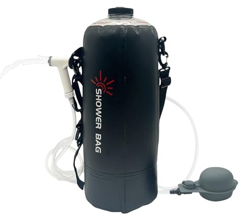 Outdoor Shower for Camping | Portable Solar Shower Bag for Hiking and Travelling | Complete Kit with Removable Hose, Modular Shower Pump, Bathroom Accessories and Nomad Equipment for