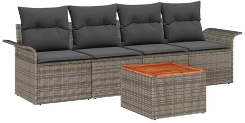 vidaXL Trädgårdsoffset med lagring 5 pcs Grå konstrotting, Trädgård och terrass, slitstarka utemöbler, modulär soffa, väderbeständigt lounge för avkoppling på altan