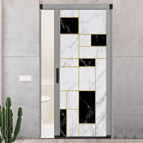 Modern Customizable Folding Accordion Door - Magnetic Room Divider for Garage Staircase Basement & Kitchen - Stylish Space-Saving Solution for Home Decor.