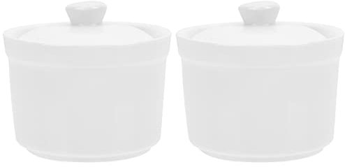 ULTECHNOVO 2piezas Olla de Cerámica para Guisar Ollas Pequeñas con Tapa Vajilla de Cerámica para Sopa Estofado para Cocina y Comidas Caseras