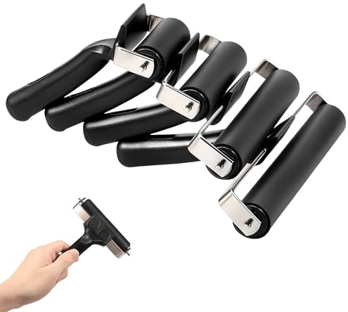 4 Stück Gummiwalzen Gummiroller 6cm/10/15/20cm Rutschfest Farbwalze Linoldruck Wiederverwendbar Malerwalze Gummi Andrückroller Brayer Roller Schwarz Linolfarbwalze Walzen mit Griff