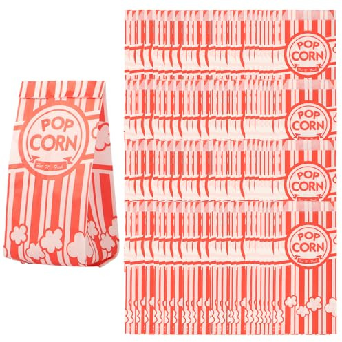200 Stück Popcorn Tüten Klein Popcorntüten Fettdichte Popcorn Boxen Rot Papiertüten Partytüte für Kino Geburtstagsfeier Partysnacks Süßigkeiten Tüten
