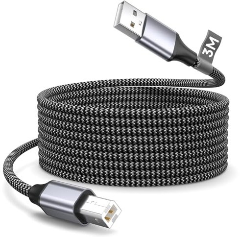 BLITEZZ Printer Cable 3m/10ft, USB A to B USB Printer Cable Nylon Braided USB2.0 Type A to Type B Scanner Cord Photocopier Lead For Canon,HP DeskJet/Envy,Epson,Dell,Xerox,Samsung,Brother etc