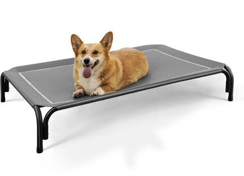 DOPEDIO Raised Dog Bed Dark Grey M Size Cooling Breathable Elevated Pet Bed | Oxford Cloth Mesh, Dry and Comfortable Throughout the Four Seasons, Suitable for Outdoor Travel