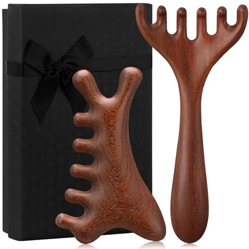 ProSuites 2 Pcs Wooden Scalp Massage Tool for Head Massager Comb Gua Sha Tool for Relaxation Hair Head