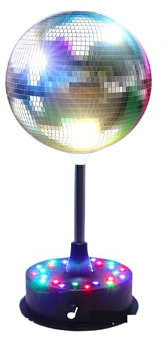 Lampada proiettore, Specchio Rotante, Sfera Da Discoteca, Base Motore Rotante Regolabile, 24 Luci LED D'atmosfera (alimentazione Tramite USB/batteria) ,per feste di compleanno e ballo di Halloween