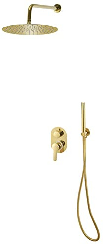 KLYDBMYT Système de Douche en Acier Inoxydable 201 doré, Colonne de Douche Multifonction, pommeau de Douche Cascade, Jets de Corps, Douche à Main et Bec de Baignoire, système de Douche Mural
