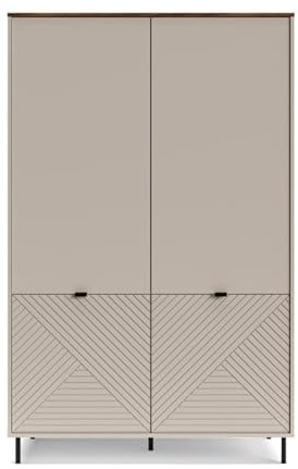 Mebelbos Kleiderschrank EVO 4-türig Kaschmir/Eiche 123x194x55 cm, Schrank