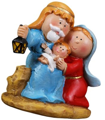 pumpumlia Cartone animato Presepe Presepe Resine Figurine in miniatura Decorazioni da tavolo di Natale Ornamento Per la Casa Celebrazione Presepe in miniatura Decori
