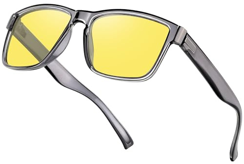 Opssaker Lunettes Conduite de Nuit Homme Femme Polarisés Anti éblouissement Verre Jaune Lunette Vision Nocturne