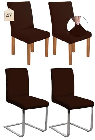 Dmyifan Stretch Stuhlhussen Schwingstühle, Abnehmbarer Waschbarer Stuhlbezüge, Chair Cover für Esszimmer, Hotel, Bankett, Partys Deko, Hochzeit (4, Kaffeefarbe)