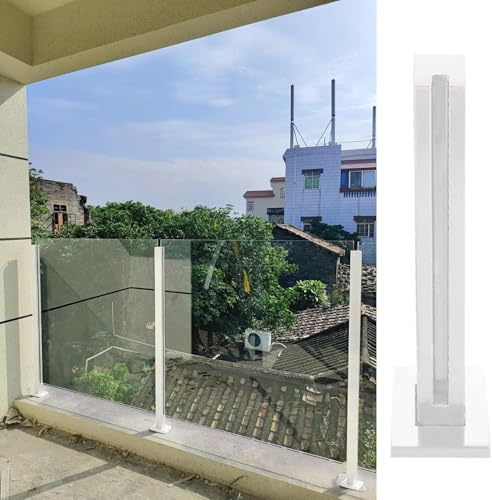 Barandilla de vidrio de acero inoxidable 304 con soporte cuadrado para barandilla de vidrio blanco y elegante barrera de seguridad para cubiertas y escaleras