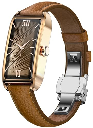 Fitness Tracker for Women Ladies Fitness Watch Dressy Leather Strap Alloy Case Luxury Fashion Heart Rate Monitor Sleep Tracker Pedometer Step Counter Waterproof Elegant Smart Watch for Womens