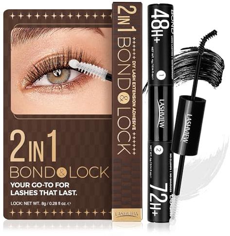 LASHVIEW Lash Bond and Seal Cluster Eyelash Glue for Sensitive Eyes, Super Strong Hold 7Day+ DIY Lash Extension Glue, Waterproof, Latex Free