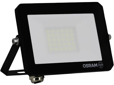 OSRAM Foco LED LUX moderno de 20 W, 1800 lm, 4000 K, IP65, aluminio negro, foco para exterior, cristal esmerilado.