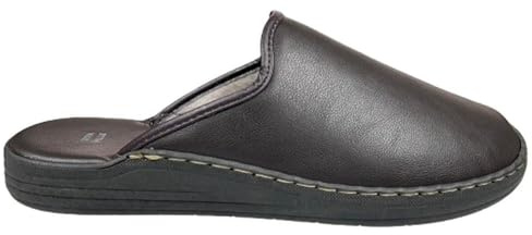 VIRGO FIRENZE Pantofole Uomo in Vera Pelle Eleganti - Ciabatte Invernali Made in Italy - Suola Antiscivolo, Calde e Comode - Qualità Artigianale Italiana, Moro, 42