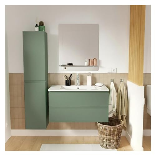 MOB-IN Ensemble Meuble Vasque Sorrento 80cm avec Robinet, Miroir et Colonne