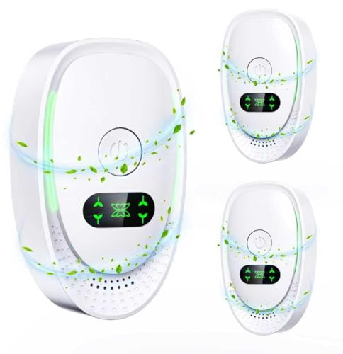 Mini Portable Ioniser with Negative Ion Technology, 3-Pack Air Purifier Plug In, Odor Eliminator for Unfreshed Air, Pets, Toilets, Quiet Air Freshener for Home Bedroom Office