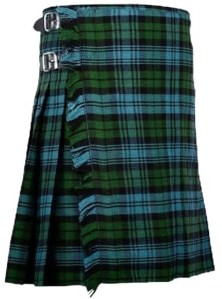 Kilts Boutique Campbell antik tartan kilt för män 8 Yard skotsk höglandskkilt, akrylull, traditionell veckad kilt med läderremmar och kromspännen, anpassad midja, 61 cm längd, Svart, 34 inches / 86 cm