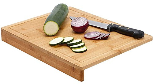 Générique Planche à Découper Extra Large avec Rebord - en Bambou - 45X34 cm - avec récupération du jus