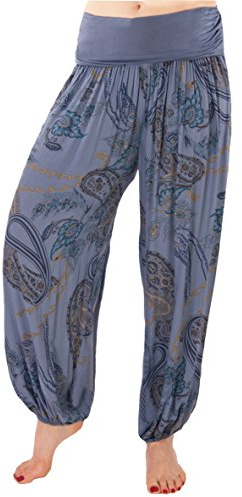 FASHION YOU WANT Damen Haremshose Pumphose Sommerhose großes Bandanamuster (44/46, hellblau)