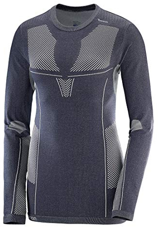 Salomon Primo Warm Ls Cn Tee W Schnee Skibekleidung, XS, Graphit