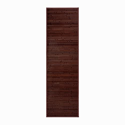 LOLAhome Alfombra de bambú Marrón Oscuro de 60x200 cm, Antideslizante, Anti Manchas, Resistente a la Humedad, para Salón, Dormitorio, Cocina, Baño, Pasillo, Garaje