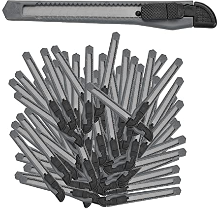 relaxdays Couteau Cutter, Jeu de 100, entaille Sure, 9 mm, Lames à casser, pour cartons, Bricolage, Gris