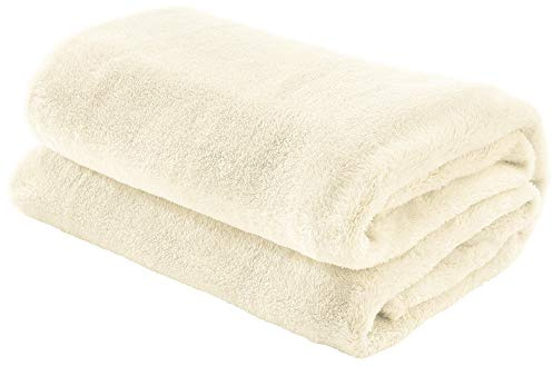 Erwin Müller Teddy-Fleece-Wohndecke Salerno, Fleece-Decke, Kuscheldecke wollweiß Größe 130x170 cm - flauschig weich, pflegeleicht