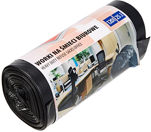 Office Products 22021236-05 - Sacchetti per la spazzatura da 120 l, in LDPE, 25 pezzi, per rifiuti domestici, per ufficio, colore: nero, spessore pellicola: 28 μm