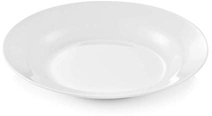 Kadida 6 Stück Teller Ø 20 cm tief Melamin Kunststoff Mehrweg Suppenteller Geschirr, : Weiss