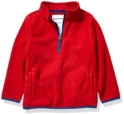 Amazon Essentials Giacca Invernale Modello Pullover con Zip Corta in Pile Bambini e Ragazzi, Rosso, 6-7 Anni