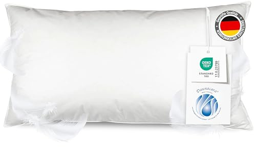 ZOLLNER Kopfkissen aus 90% Federn und 10% Daunen - Made in Germany - für Allergiker geeignet – Bezug aus hochwertiger Baumwolle - waschbar bis 60°C - 40x80 cm - Hotelqualität