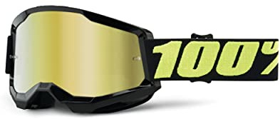Desconocido 100% STRATA 2 Radbrille, Schwarz/Grün, Gold verspiegelte Gläser