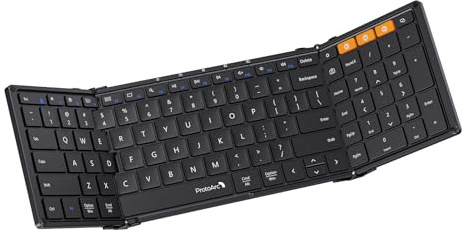 ProtoArc Foldable Bluetooth Keyboard, XK01 Full-Size Portable Wireless Keyboard for Travel, 105 Keys, 0.65 Keycaps, Multi-Device Sync for iPad Tablet Smartphone Laptop PC Windows iOS Android, Black