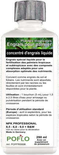 POFLO Engrais pour palmier, ligne professionnelle d'engrais pour palmier Engrais racinaire + engrais foliaire HIGH-TECH ! (250 ml)