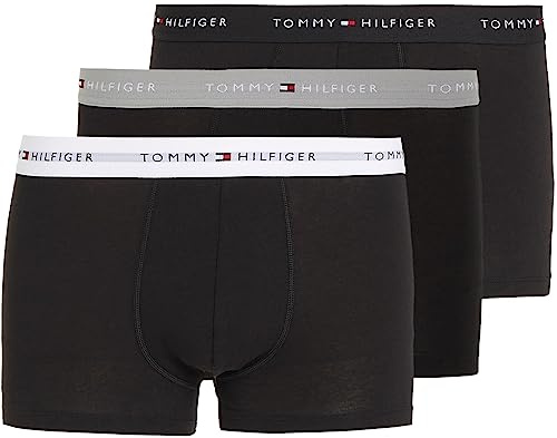 Tommy Hilfiger Boxer Homme Lot de 3 Slip Homme Sous-Vêtement, Multicolore (Grey Heather/Black/White), S