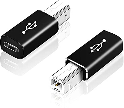 AreMe 2 Pack USB B to USB C Adapter, Type C Female to MIDI Converter Compatible with Printer, Electric Piano, Laptops and More Type-C Devices