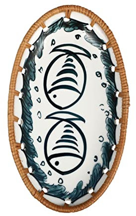 KICHOUSE 1Pc Japanese-Style Ceramic Plate Creative Oval Dish for Household Use Retro Tableware for Salads Desserts and Home Decor for Elegant Dining