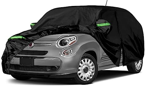 Autoabdeckung Wasserdicht für FIAT 500L Trekking Cross Urban 2012-2024 | Outdoor Auto Abdeckplane Autoplane Autogarage Abdeckung mit Reißverschlusstür Winddicht Staub Sonne Schnee Schutz