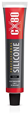 CX80 Silicone noir à haute température - Joint élastique durable pour -65 °C à +380 °C - Construction, automobile et industrie - Résistant aux huiles et à l'essence