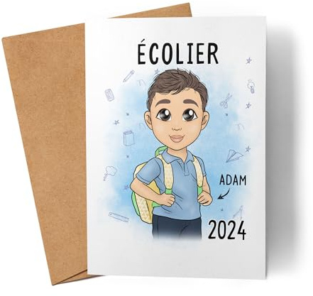 Kiddle-Design Einschulungskarte Schulkind 2023 Personalisierte Karte zur Einschulung Jungs Erster Schultag Geschenkidee Glückwunschkarte