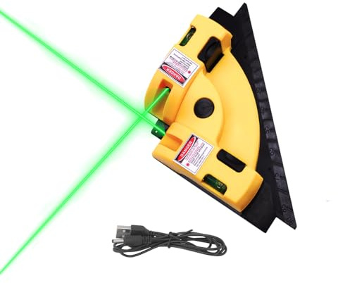 Ouitble Livello Laser ad Angolo Retto di 90 Gradi, Indicatore di Linea di Livellamento del Raggio Verde Visibile Verticale Orizzontale per Posa del Piastrelle e Pavimenti Batteria Incorporata